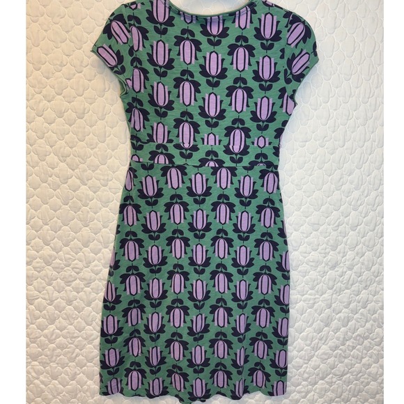 Boden Womens Green Tulip Print Wrap Style Short Sleeve Dress US 4P - Picture 8 of 9
